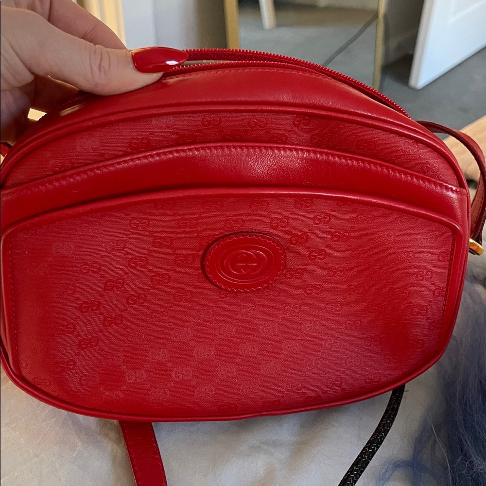 Gucci Vintage Micro GG Logo Leather Shoulder Bag